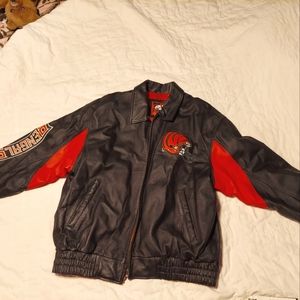 Vintage leather Bengals jacket with a ticket from 1999 Bengals versus browns